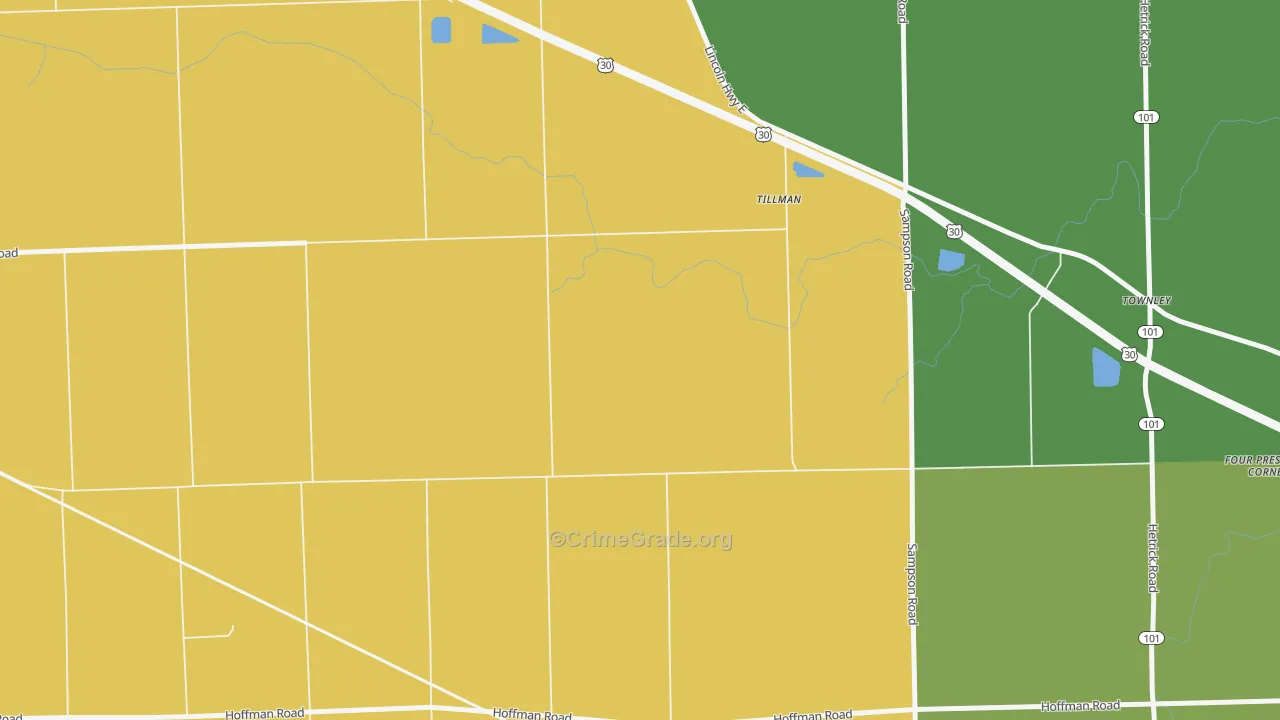 Tillman, IN Map of Drug-Related Crime Rates