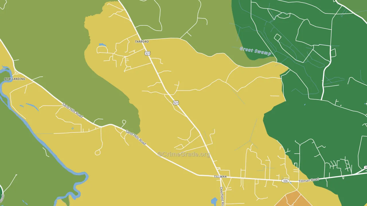 Tillman, SC Map of Drug-Related Crime Rates