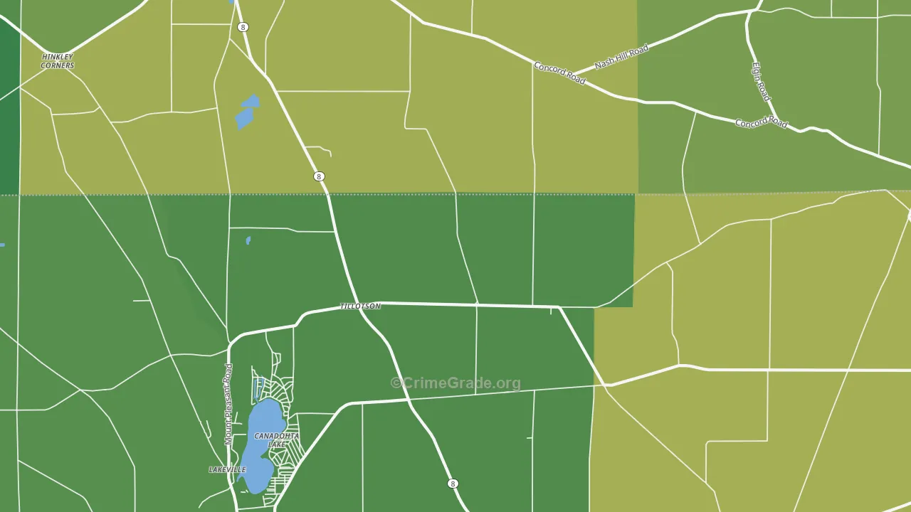 Tillotson, PA Map of Drug-Related Crime Rates