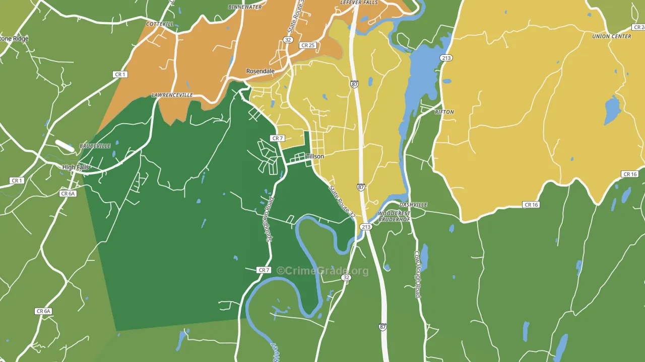 Tillson, NY Map of Drug-Related Crime Rates