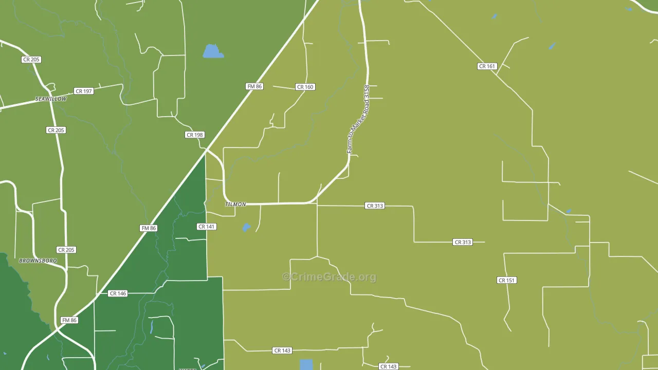 Tilmon, TX Map of Drug-Related Crime Rates