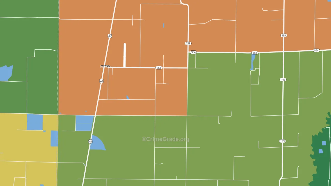 Tilton, AR Map of Drug-Related Crime Rates