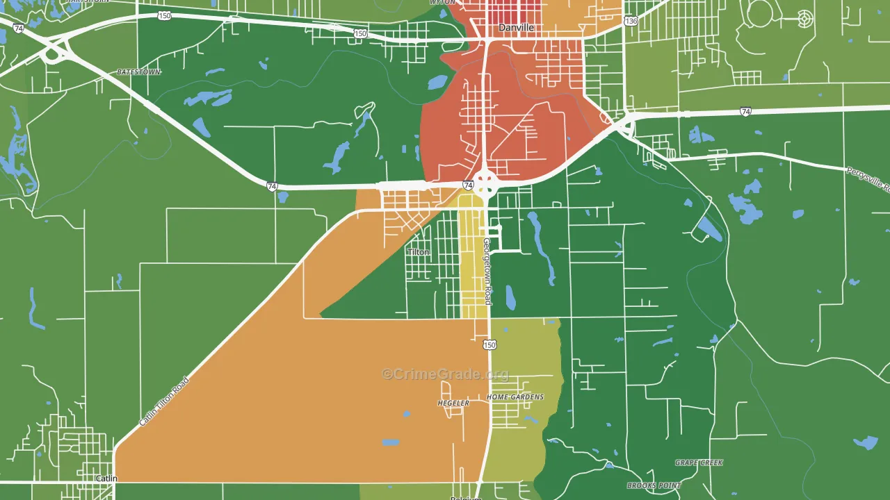 Tilton, IL Map of Drug-Related Crime Rates