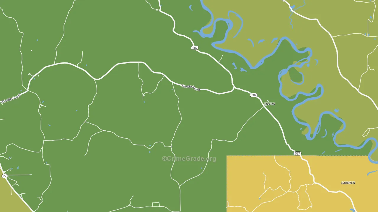 Tilton, MS Map of Drug-Related Crime Rates