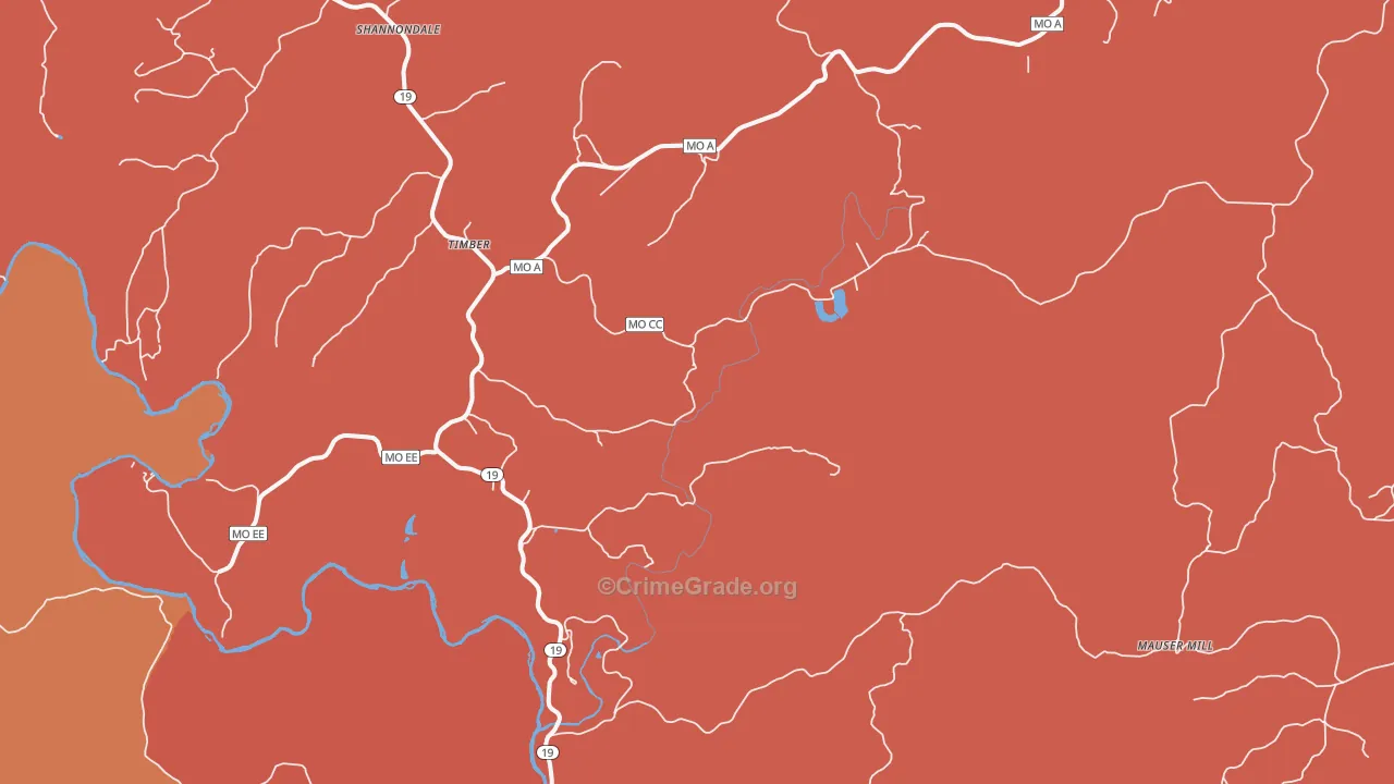 Timber, MO Map of Drug-Related Crime Rates
