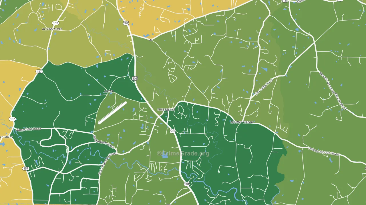 Timberlake, NC Map of Drug-Related Crime Rates