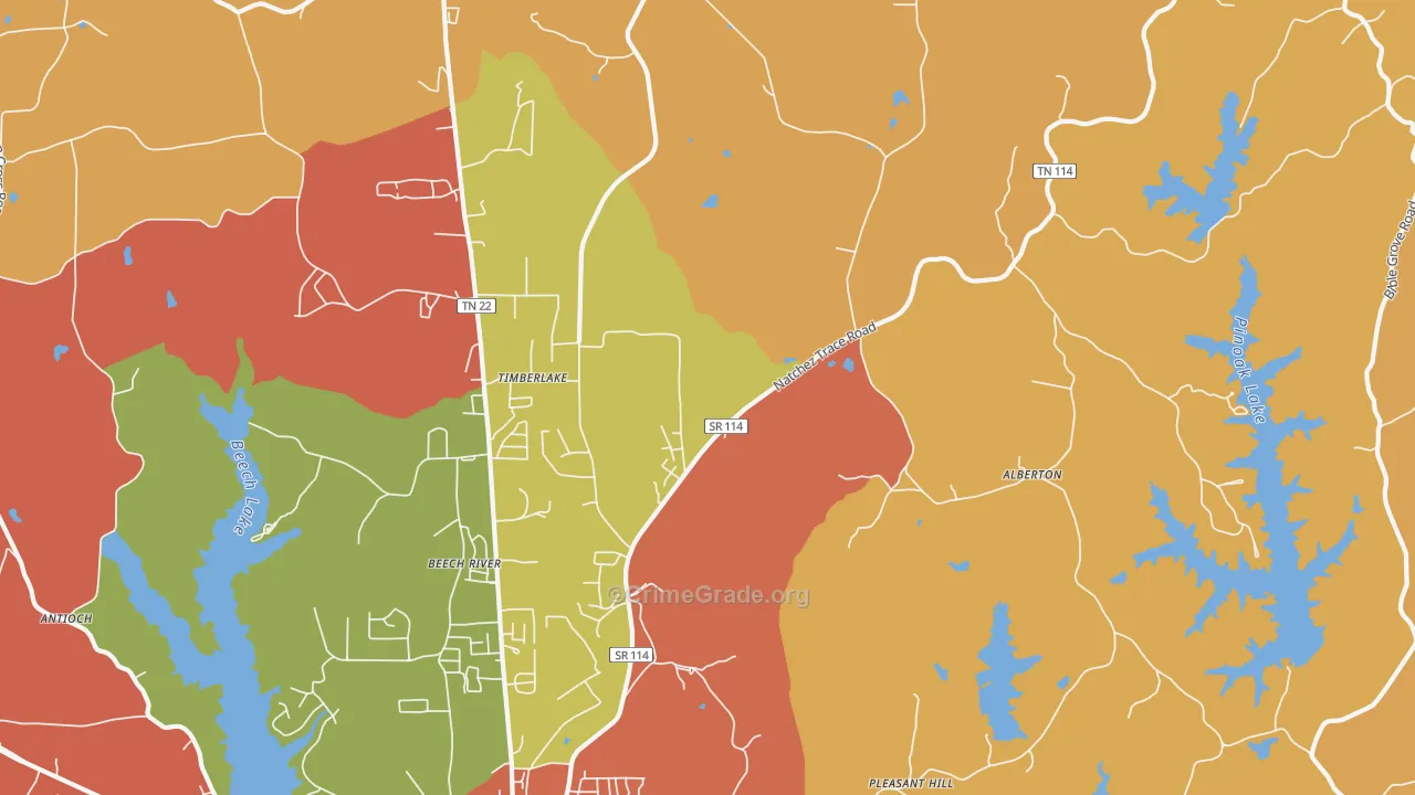 Timberlake, TN Map of Drug-Related Crime Rates
