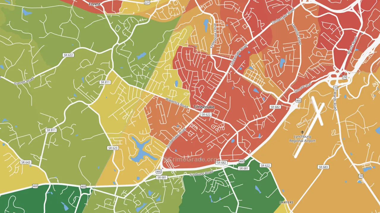 Timberlake, VA Map of Drug-Related Crime Rates
