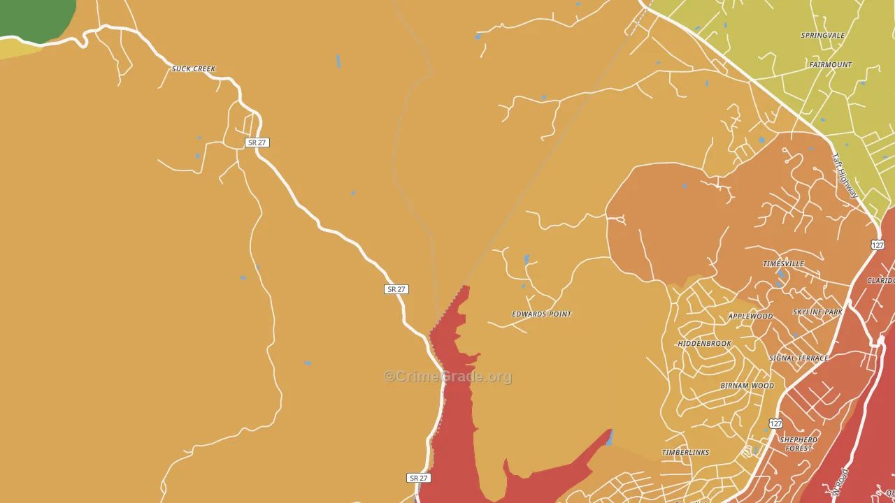 Timberlinks, TN Map of Drug-Related Crime Rates