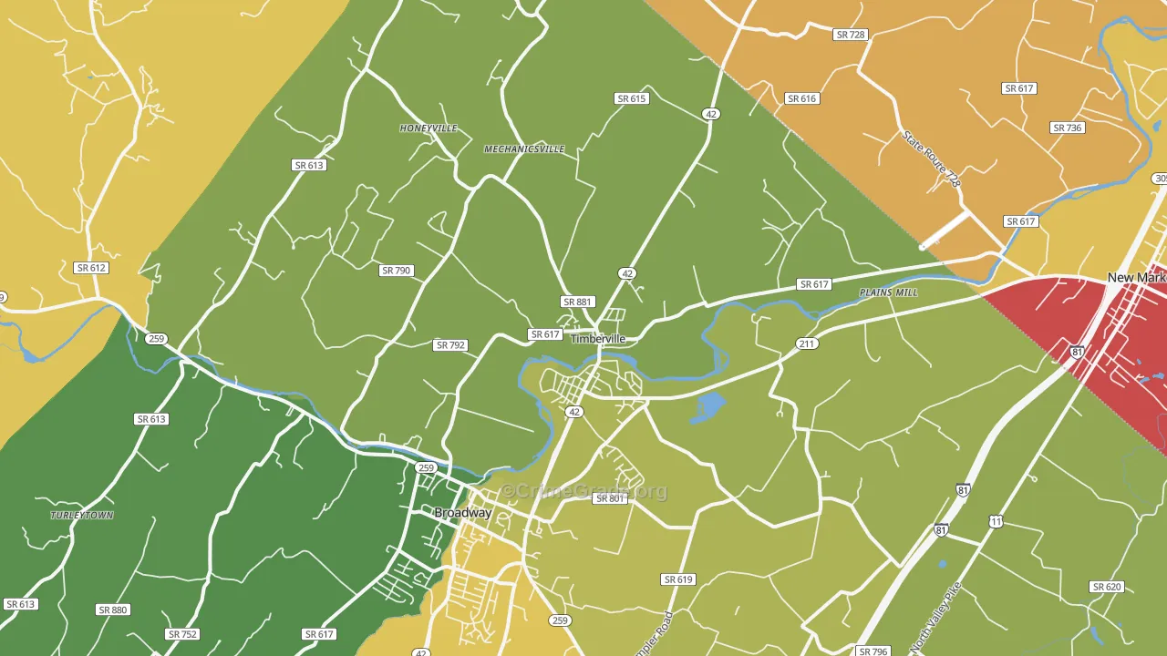 Timberville, VA Map of Drug-Related Crime Rates