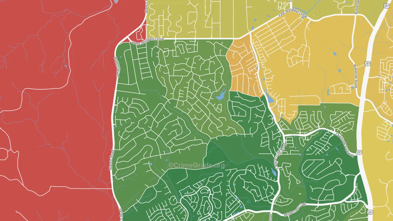 Timberwood Park, San Antonio, TX Map of Drug-Related Crime Rates