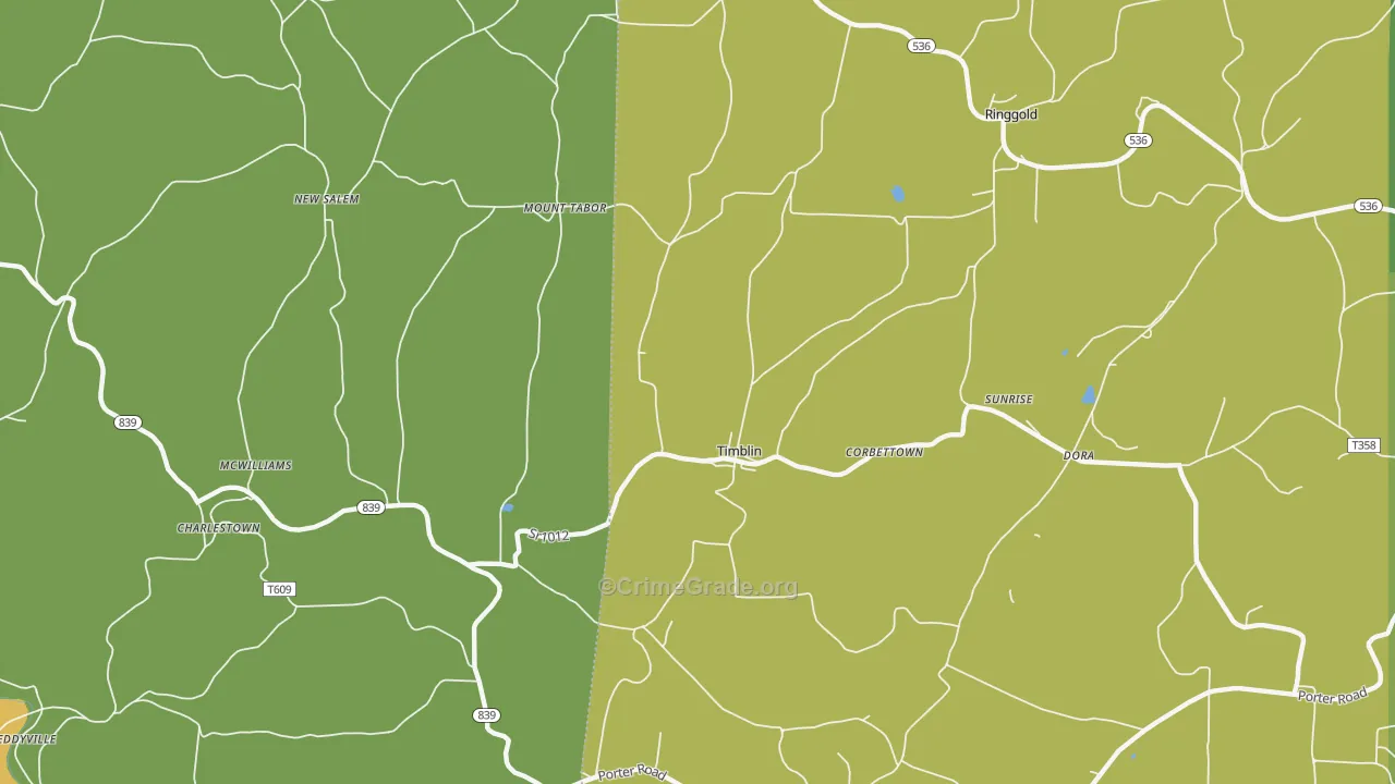 Timblin, PA Map of Drug-Related Crime Rates