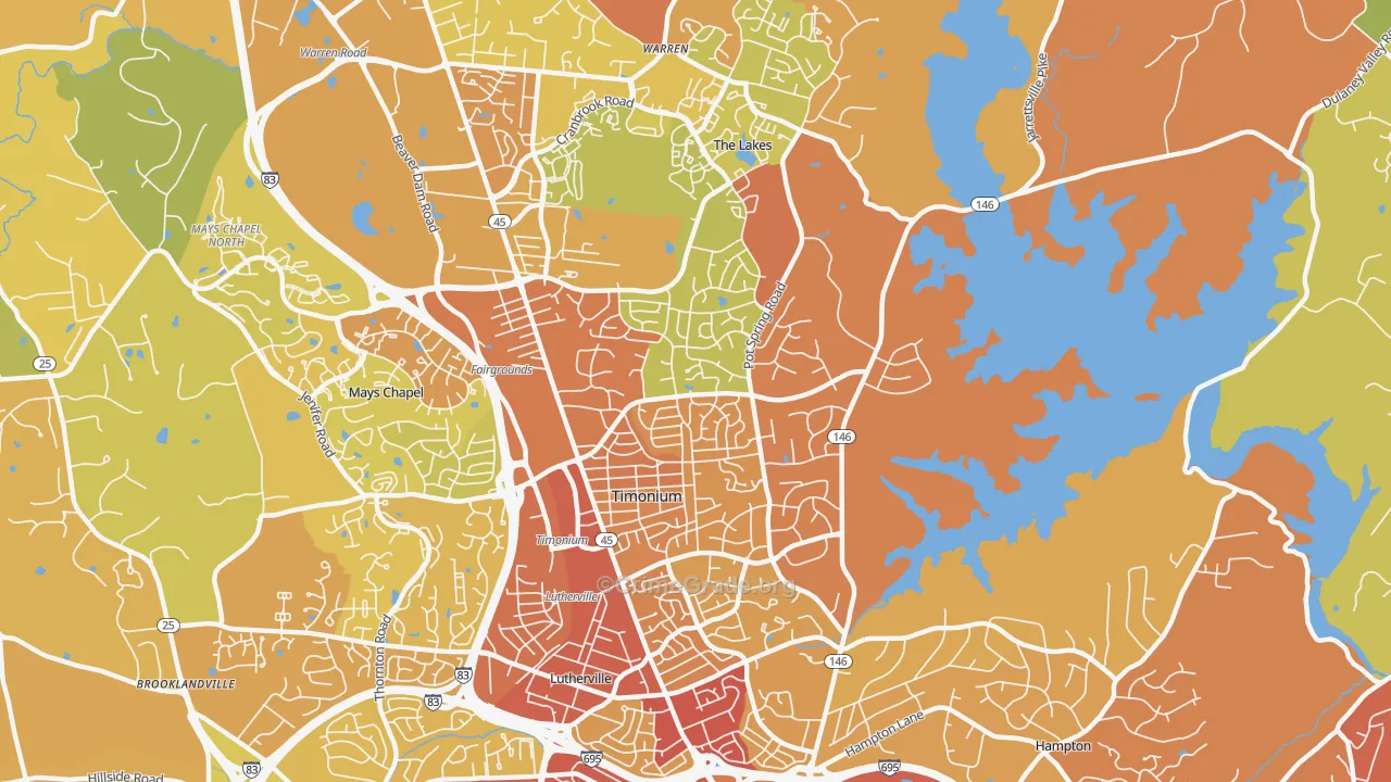 Timonium, MD Map of Drug-Related Crime Rates