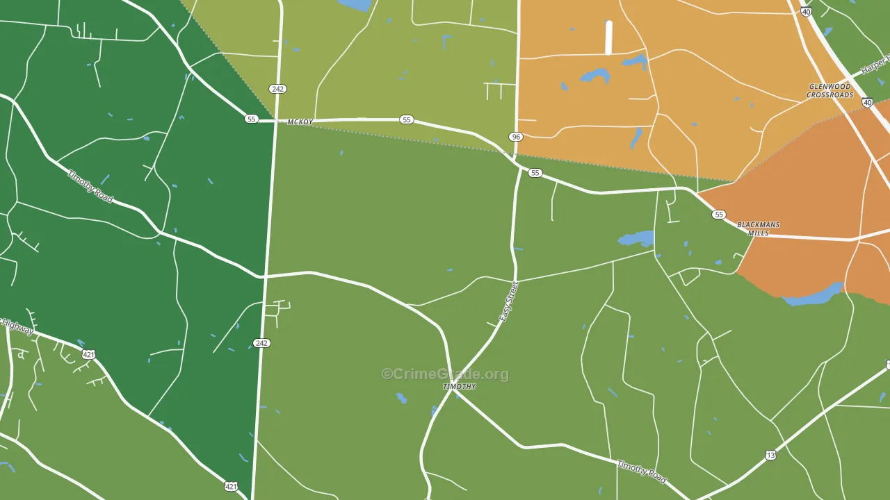 Timothy, NC Map of Drug-Related Crime Rates