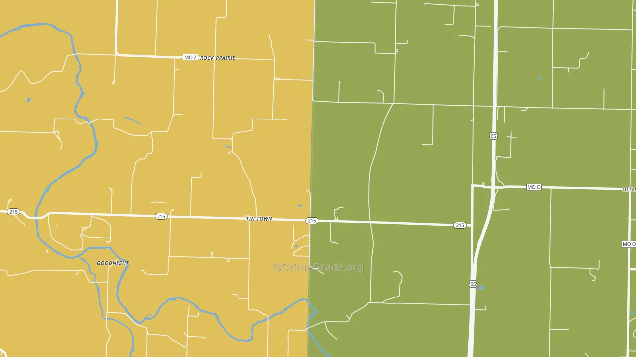 Tin Town, MO Map of Drug-Related Crime Rates