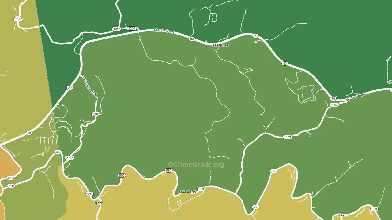 Tina, KY Map of Drug-Related Crime Rates