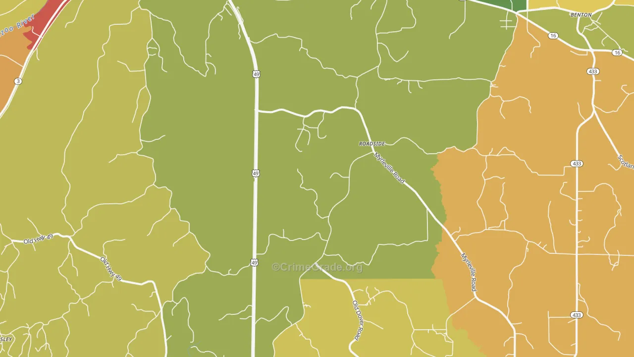 Tinsley, MS Map of Drug-Related Crime Rates
