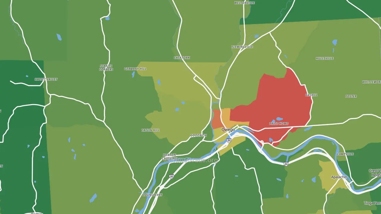 Tioga County, NY Map of Drug-Related Crime Rates