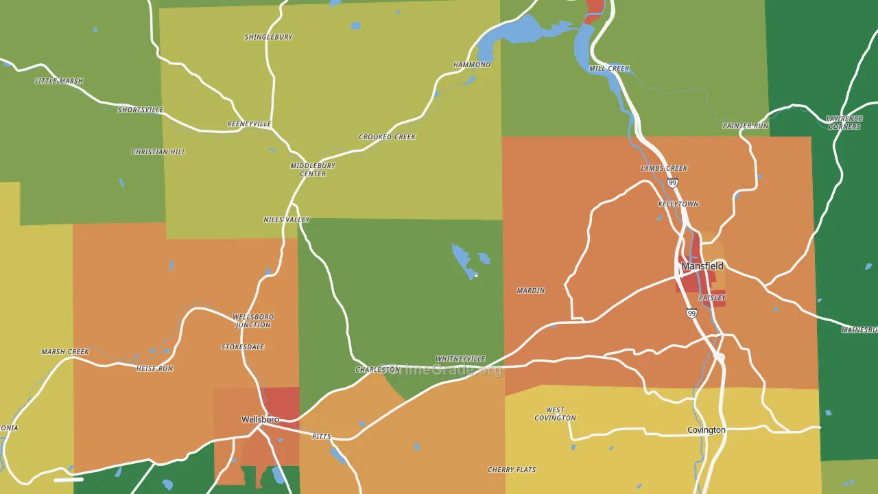 Tioga County, PA Map of Drug-Related Crime Rates