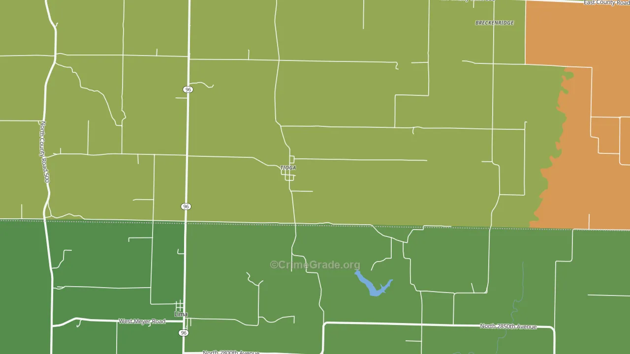 Tioga, IL Map of Drug-Related Crime Rates