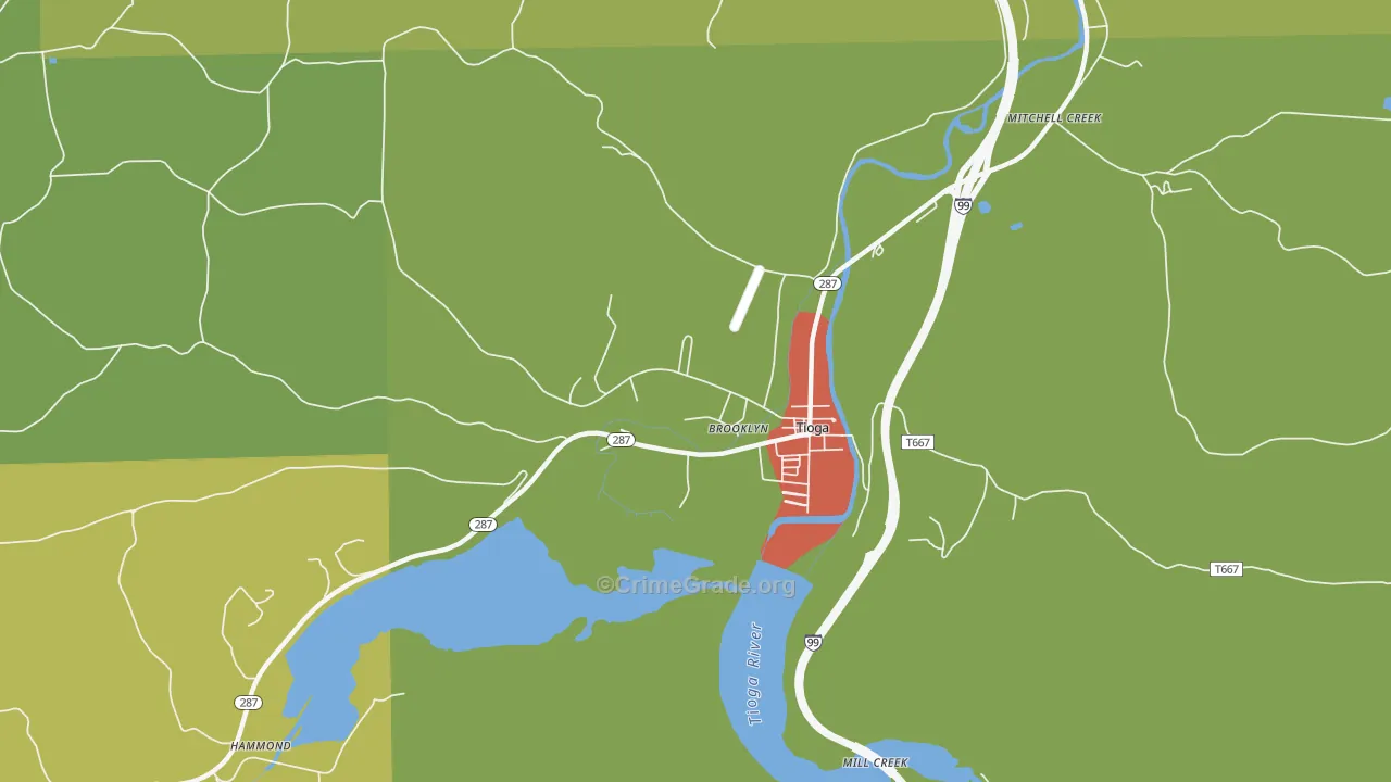 Tioga Junction, PA Map of Drug-Related Crime Rates