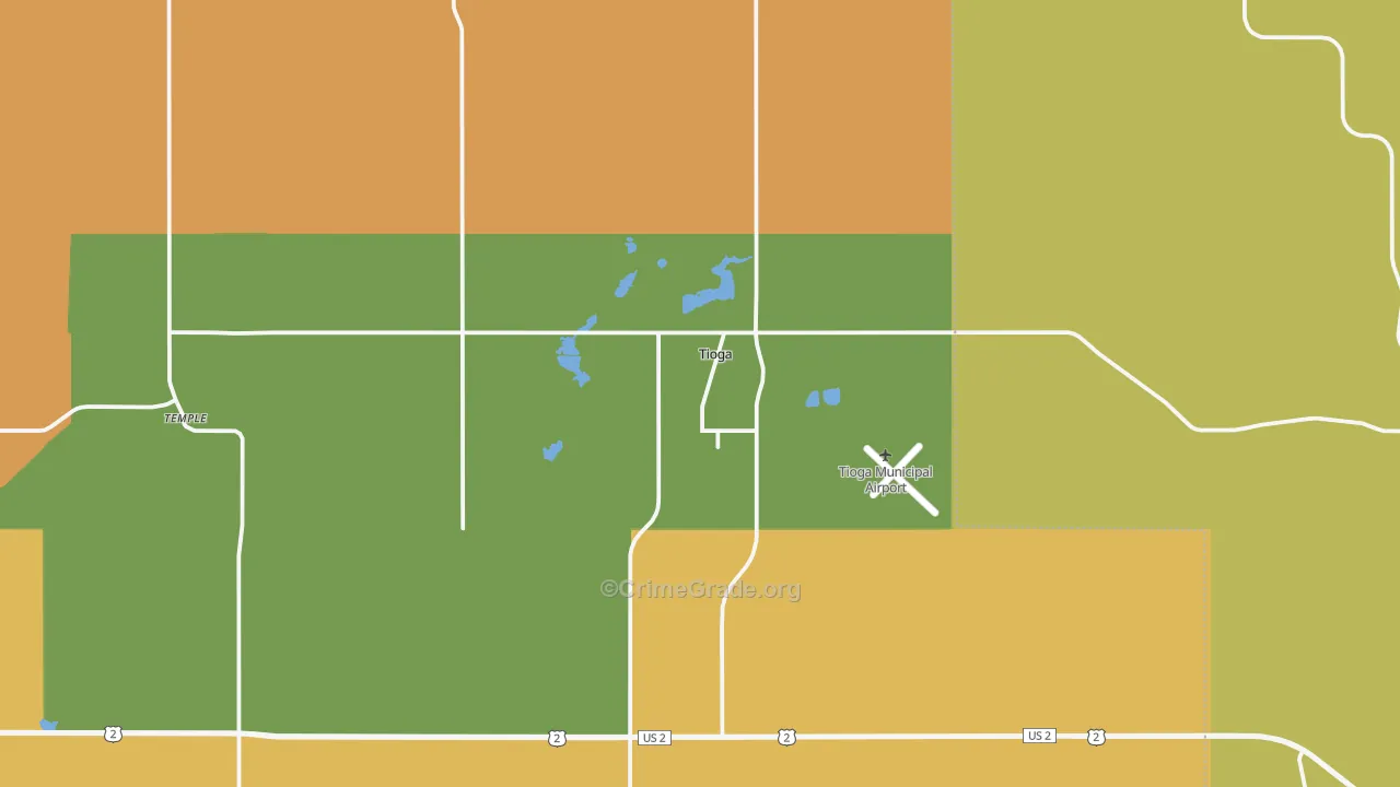 Tioga, ND Map of Drug-Related Crime Rates
