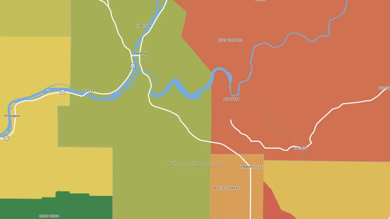 Tionesta, PA Map of Drug-Related Crime Rates