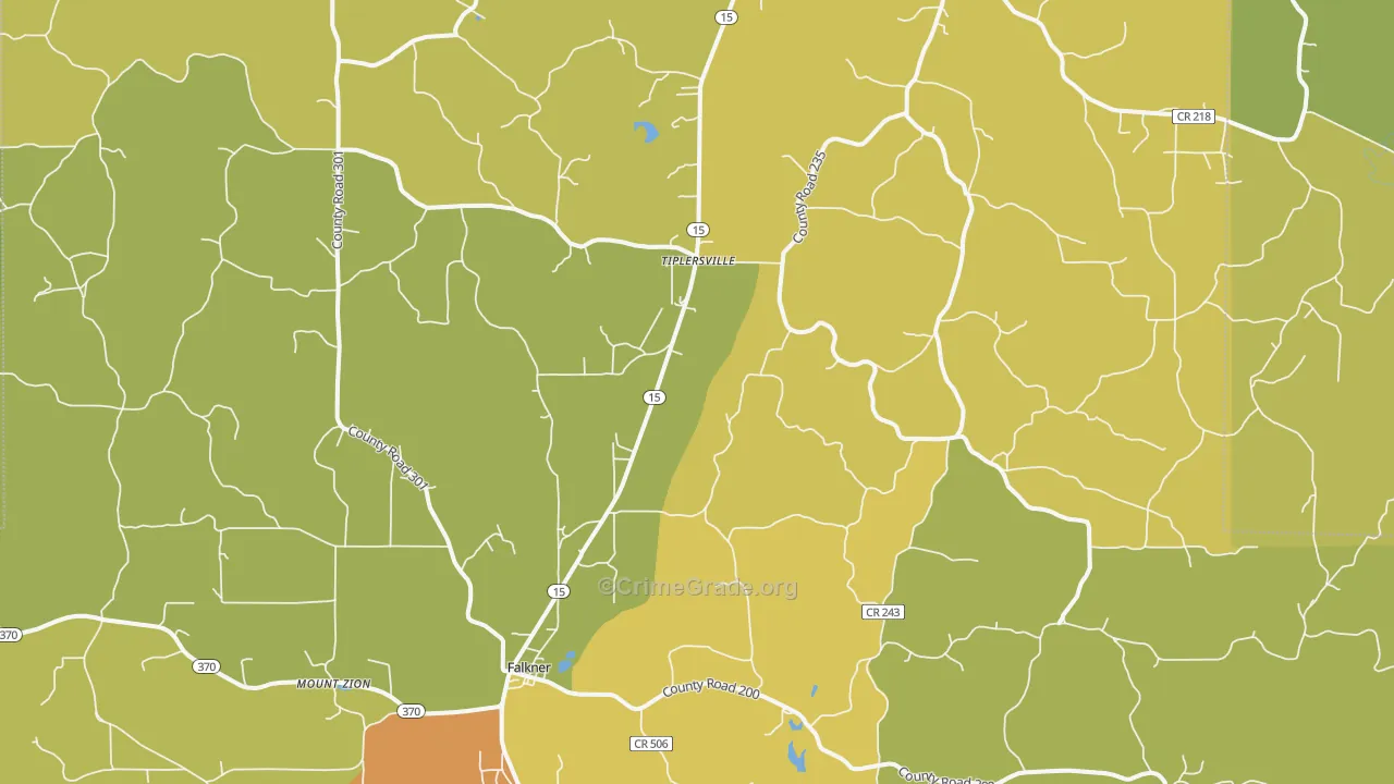 Tiplersville, MS Map of Drug-Related Crime Rates