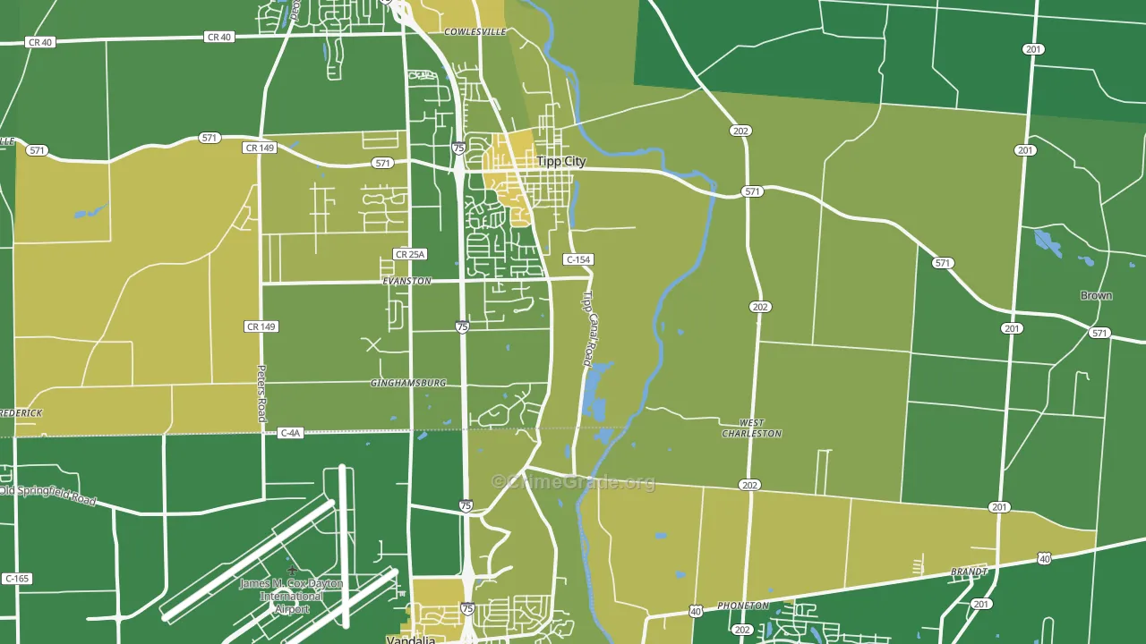 Tipp City, OH Map of Drug-Related Crime Rates