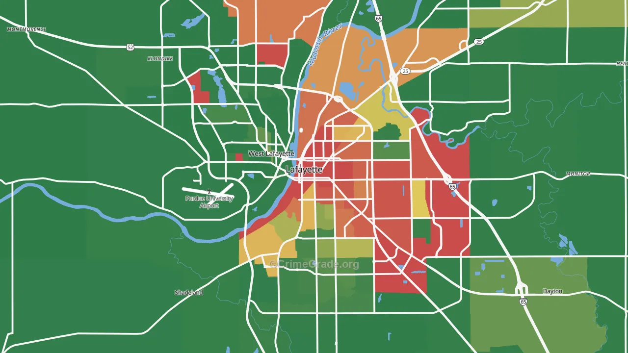 Tippecanoe County, IN Map of Drug-Related Crime Rates