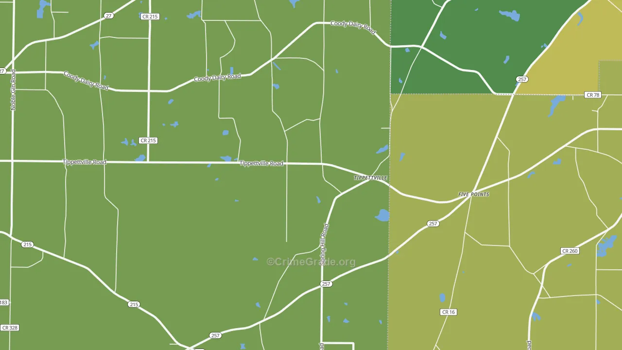 Tippettville, GA Map of Drug-Related Crime Rates