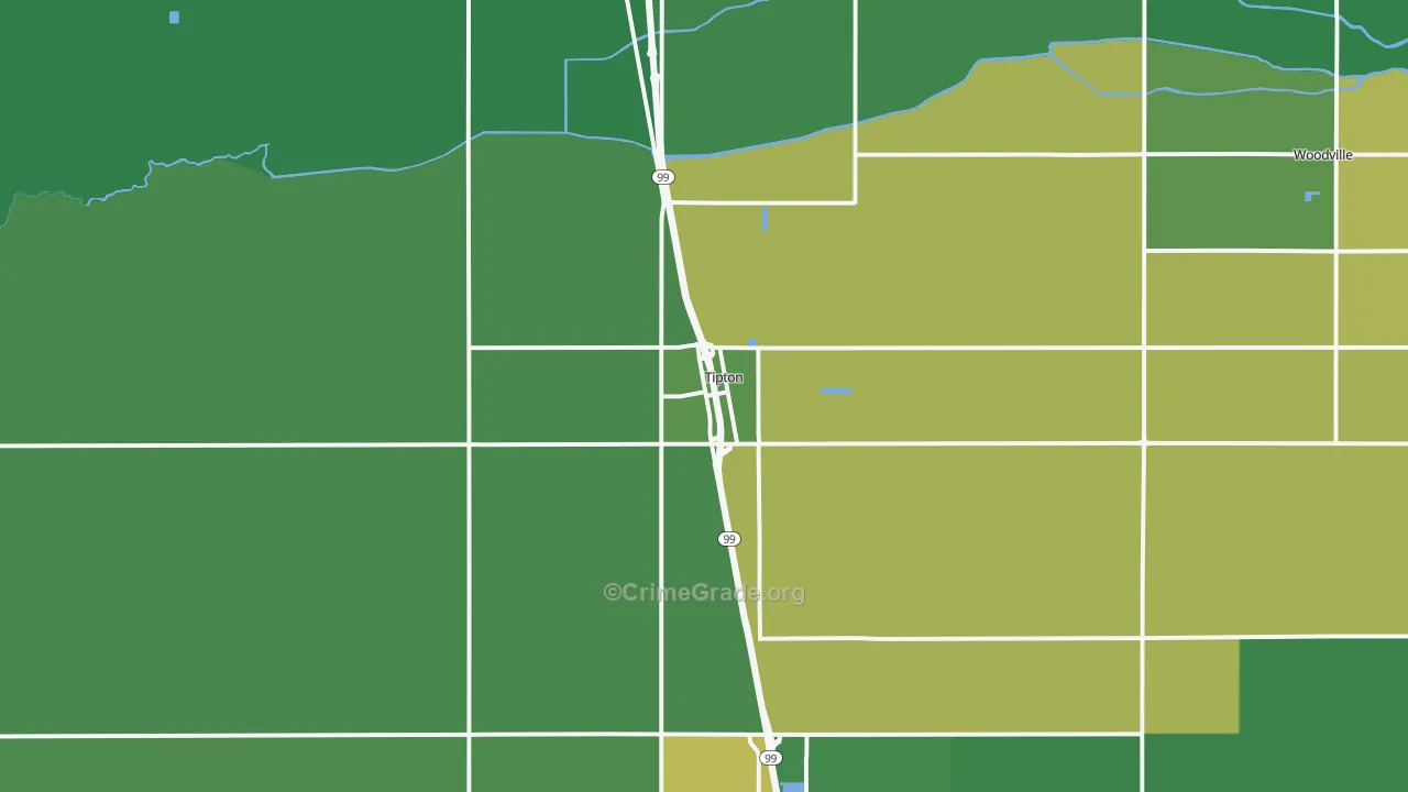 Tipton, CA Map of Drug-Related Crime Rates
