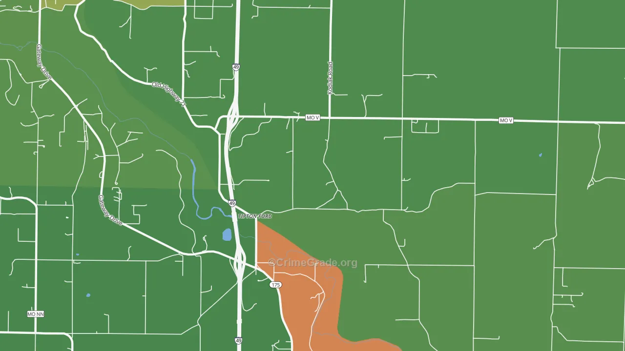 Tipton Ford, MO Map of Drug-Related Crime Rates