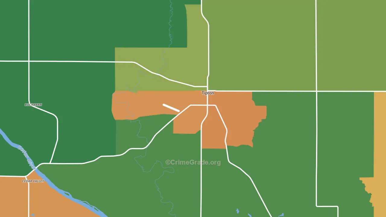 Tipton, IA Map of Drug-Related Crime Rates