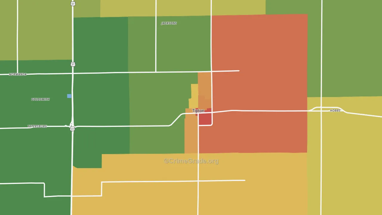 Tipton, IN Map of Drug-Related Crime Rates