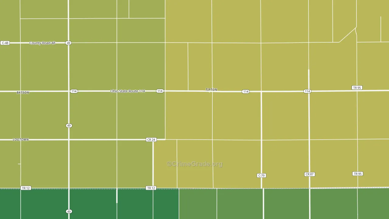Tipton, OH Map of Drug-Related Crime Rates