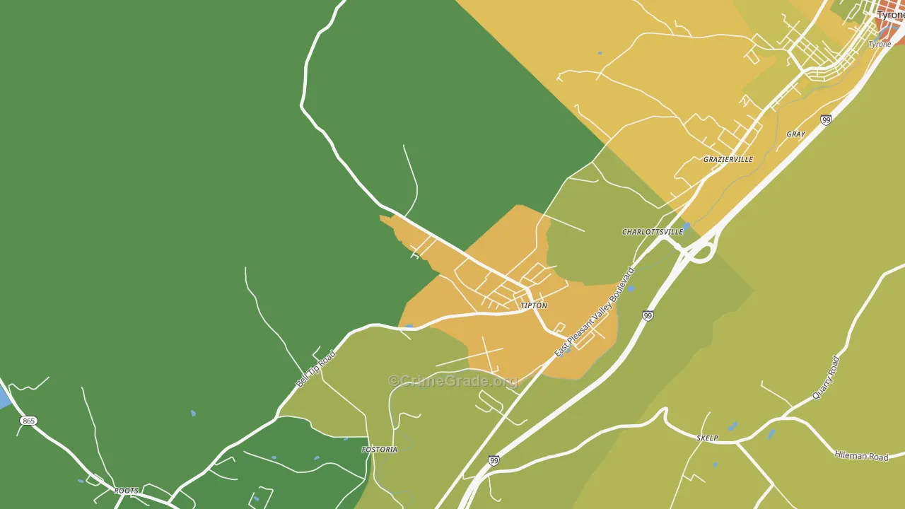Tipton, PA Map of Drug-Related Crime Rates