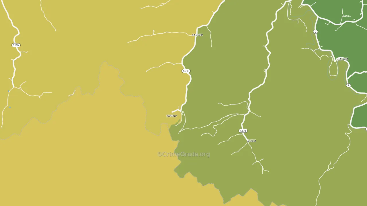 Tiptop, KY Map of Drug-Related Crime Rates