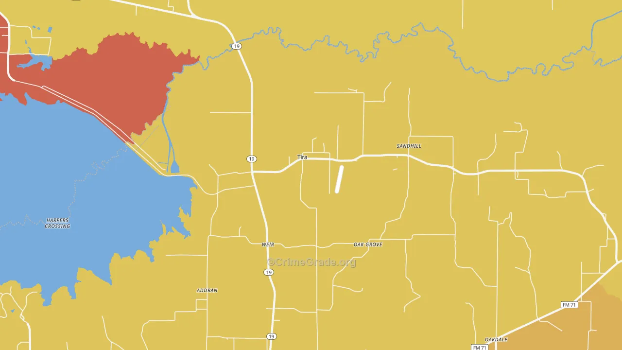 Tira, TX Map of Drug-Related Crime Rates