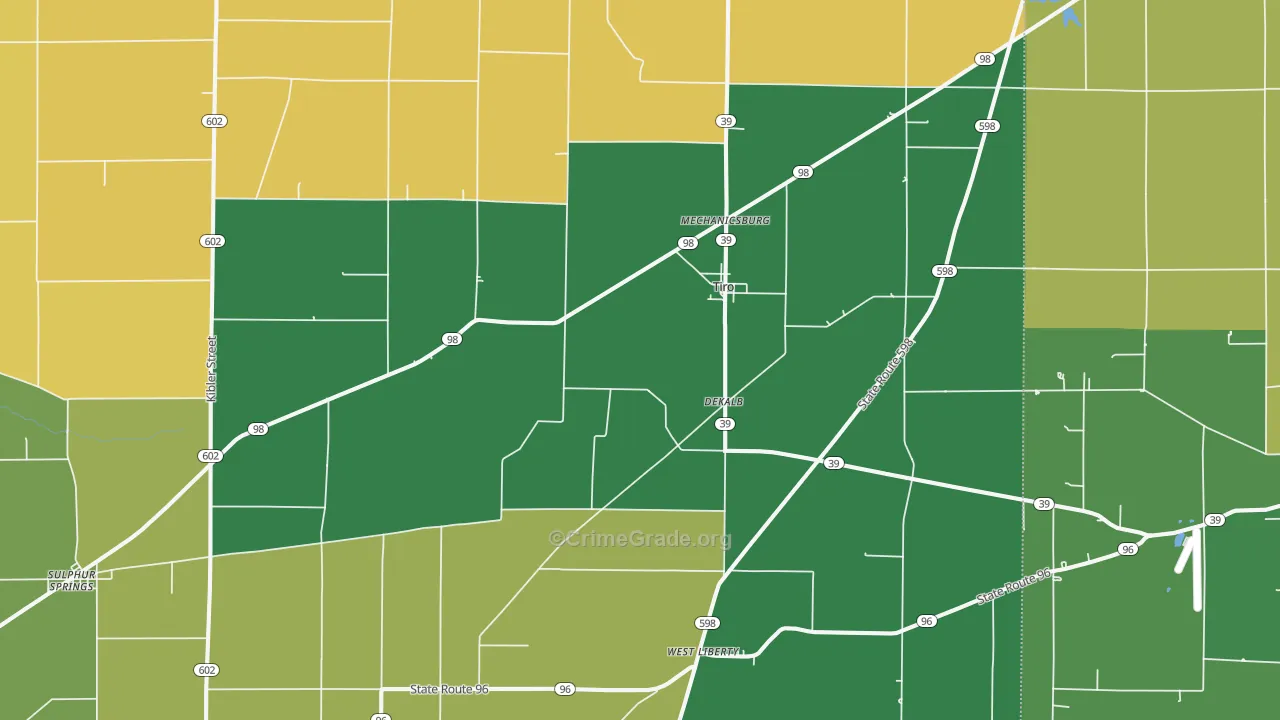 Tiro, OH Map of Drug-Related Crime Rates
