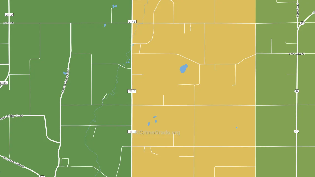 Tisch Mills, WI Map of Drug-Related Crime Rates