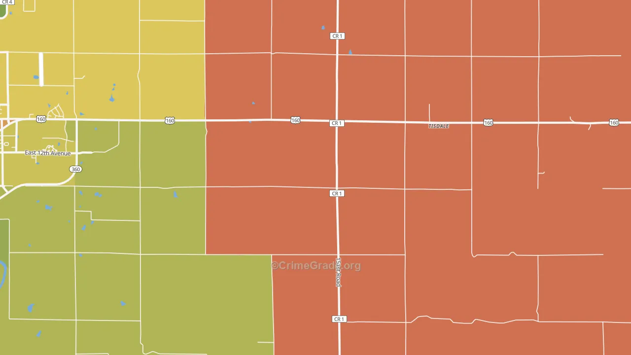 Tisdale, KS Map of Drug-Related Crime Rates