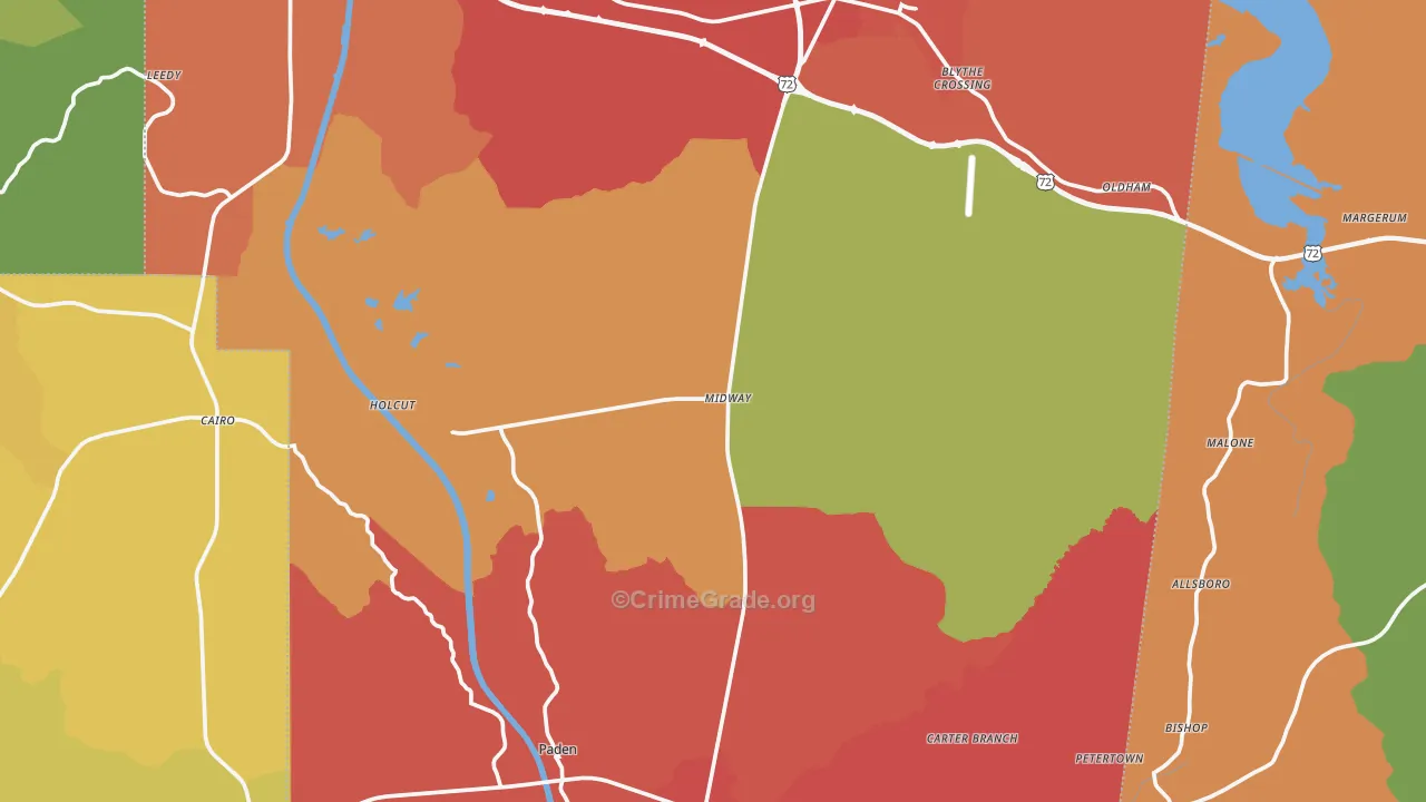 Tishomingo County, MS Map of Drug-Related Crime Rates