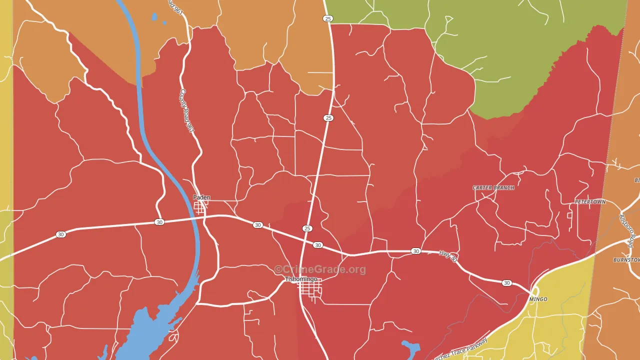 Tishomingo, MS Map of Drug-Related Crime Rates