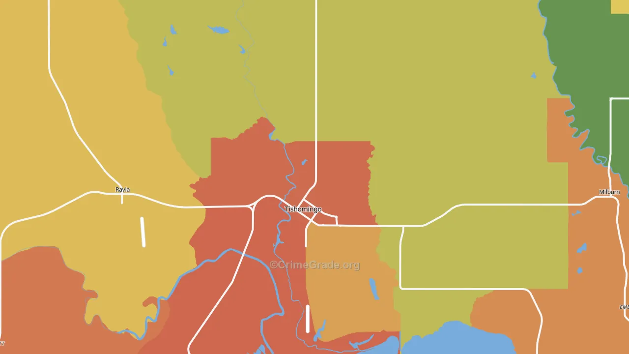 Tishomingo, OK Map of Drug-Related Crime Rates