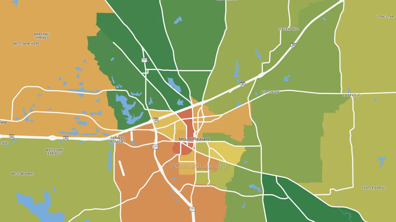 Titus County, TX Map of Drug-Related Crime Rates