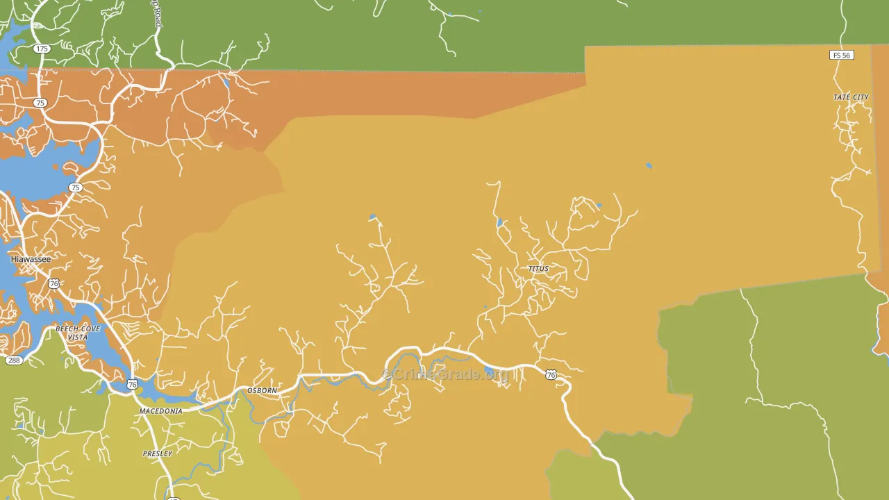Titus, GA Map of Drug-Related Crime Rates