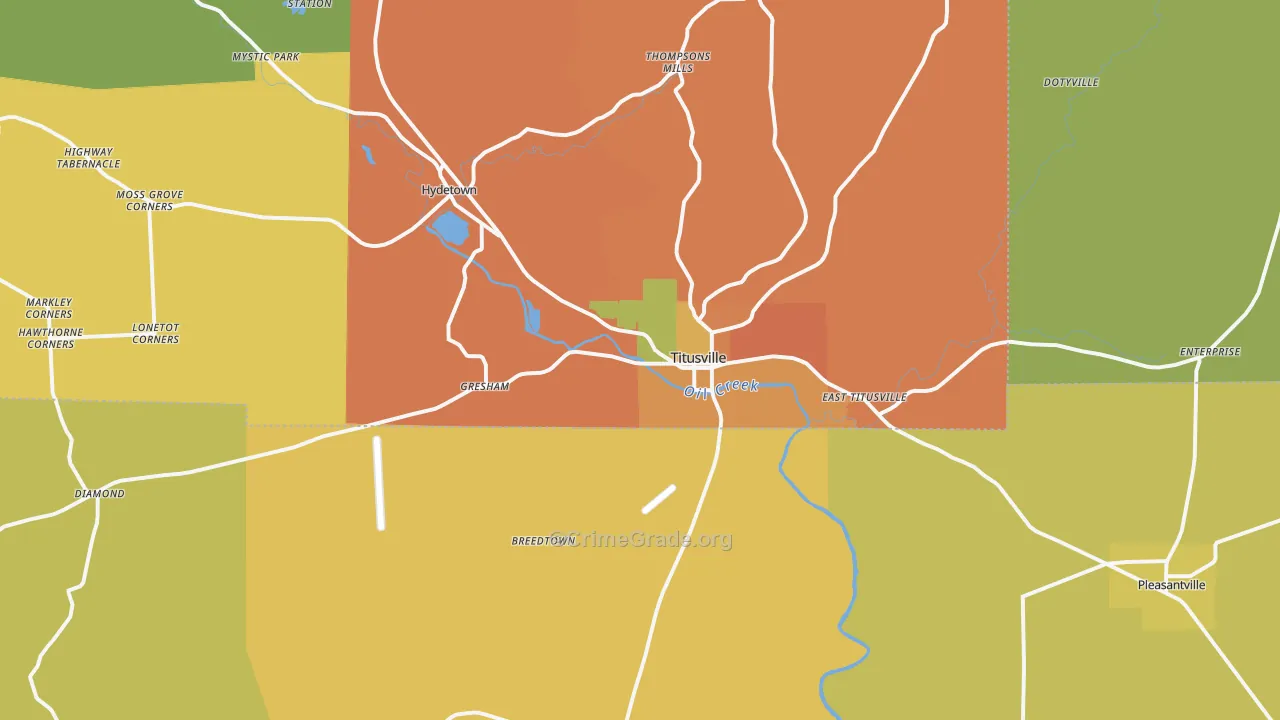 Titusville, PA Map of Drug-Related Crime Rates