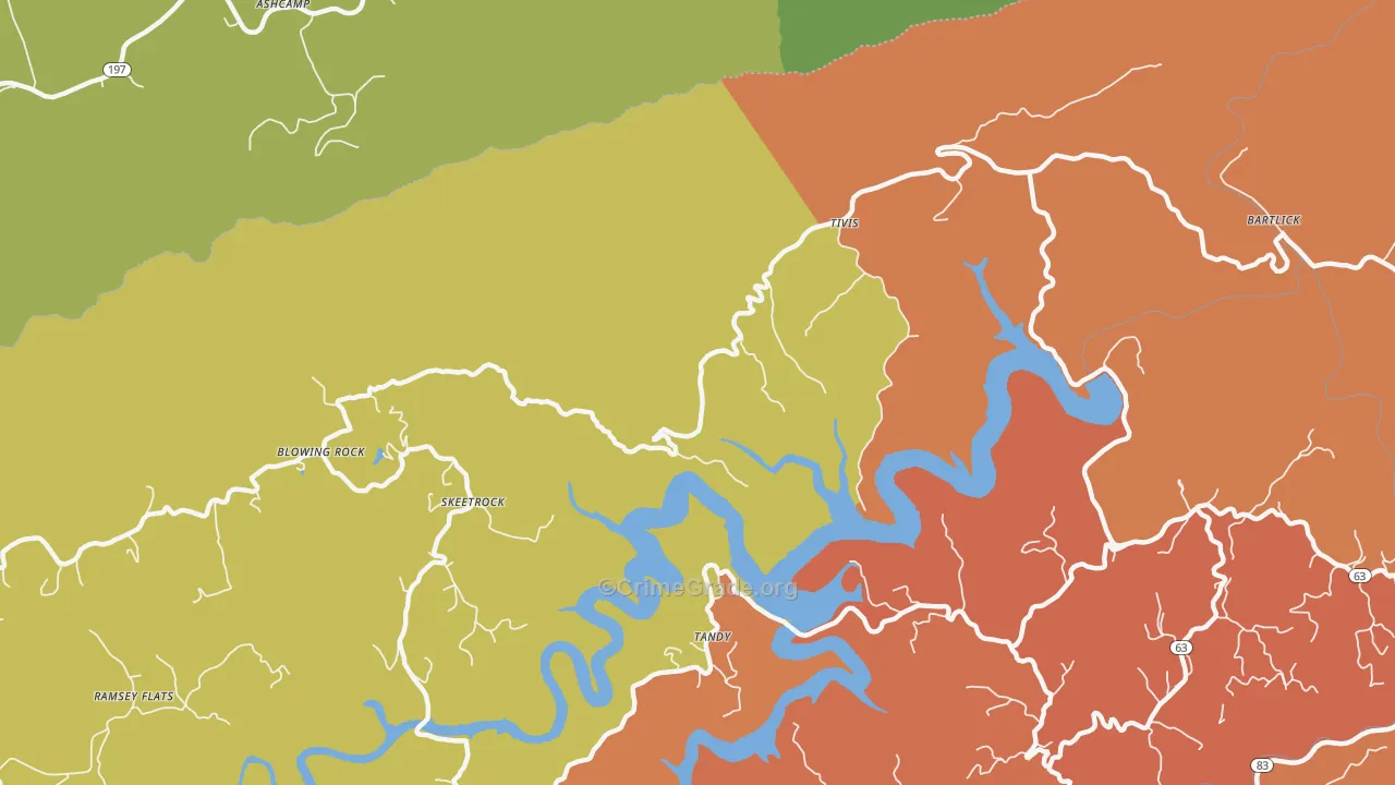 Tivis, VA Map of Drug-Related Crime Rates