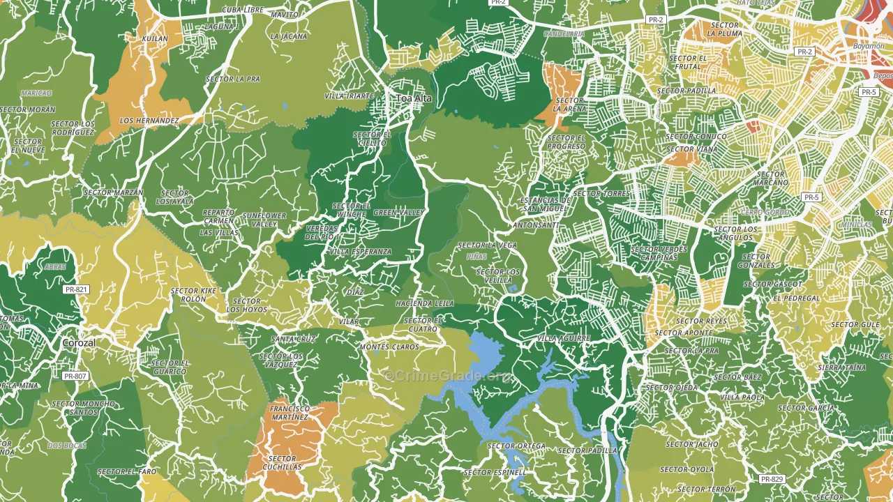 Toa Alta, PR Map of Drug-Related Crime Rates